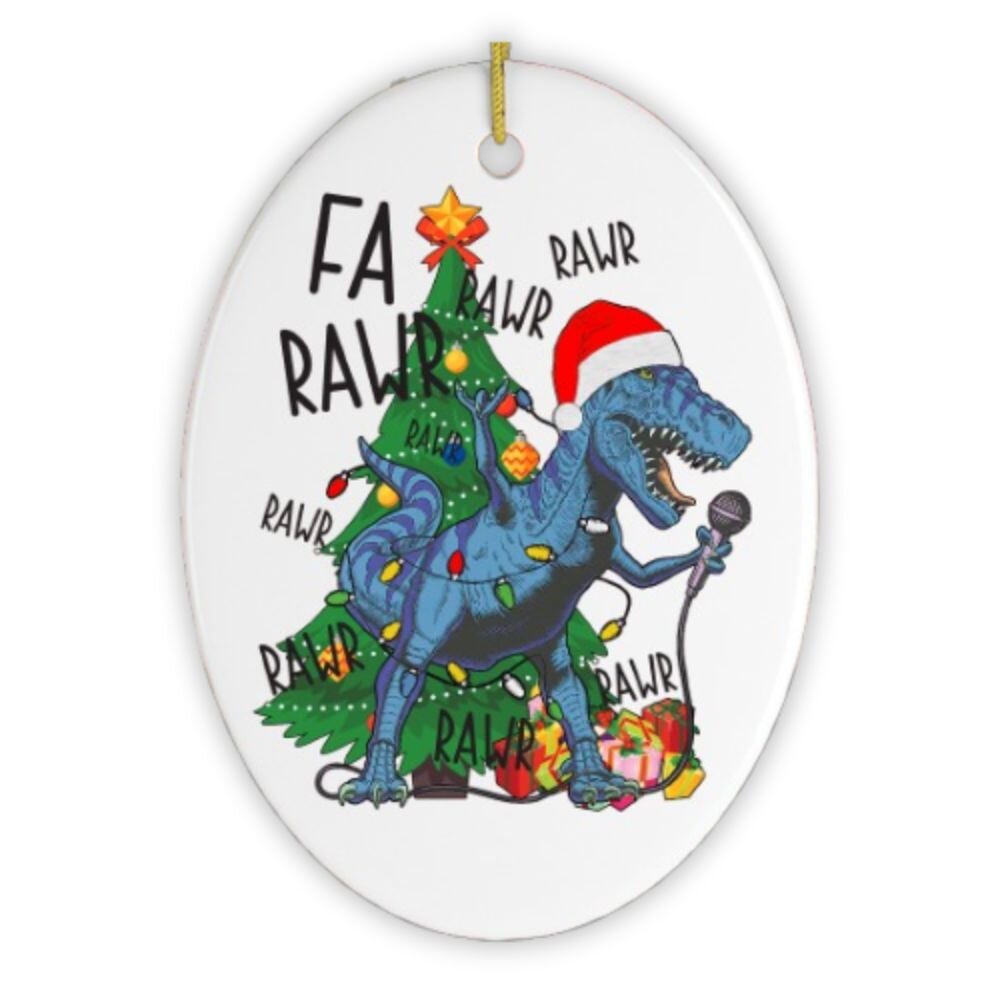 Karaoke Dinosaur T-Rex Funny Christmas Ornament