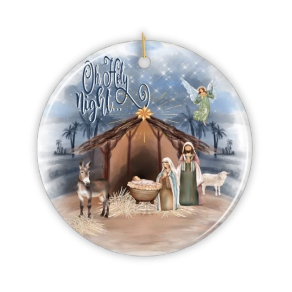 Oh Holy Night Nativity Religious Christmas Ornament, Birth of Jesus Decoration