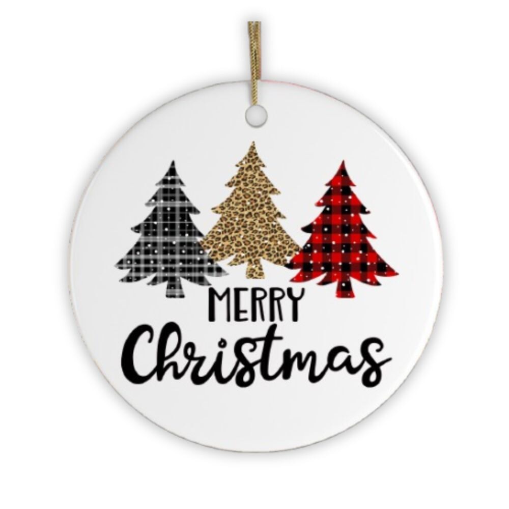 Merry Christmas Plaid Trees Ornament