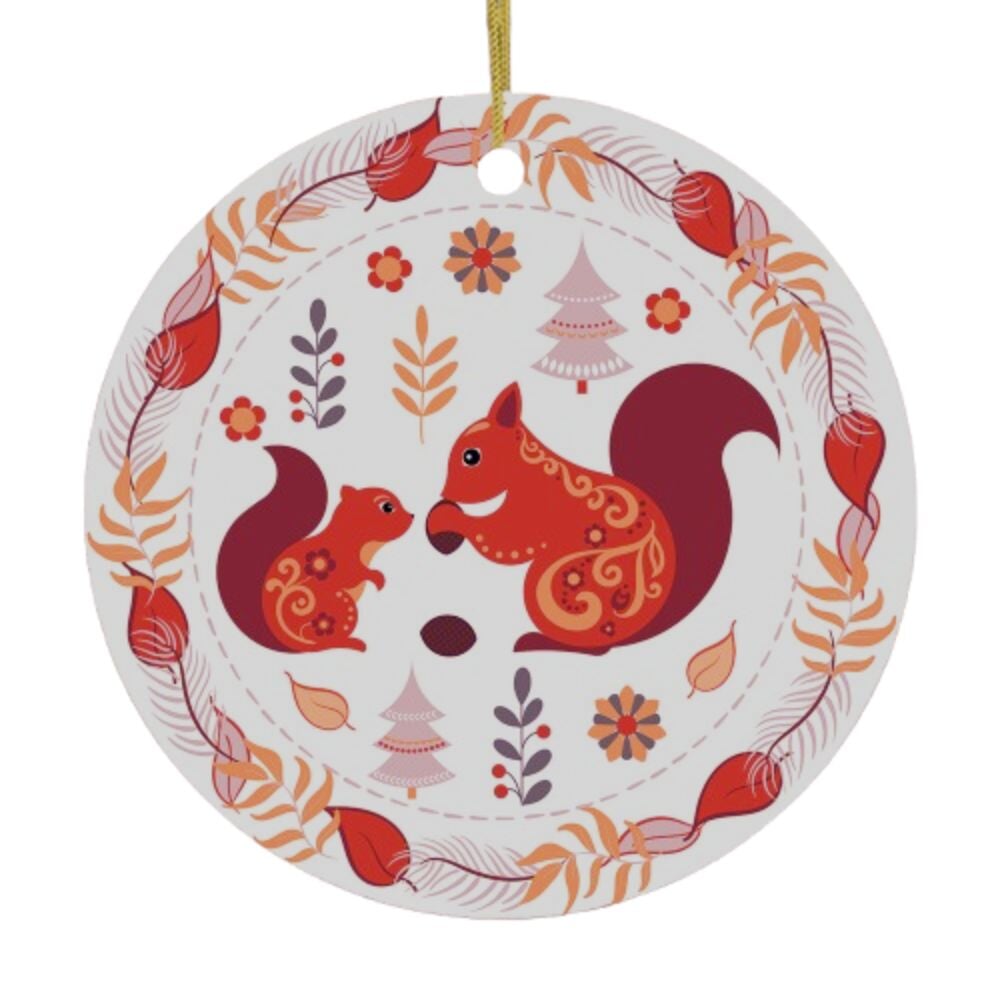 Folk Squirrel Ornament, Ethnic Nature in Fall Christmas Decoration