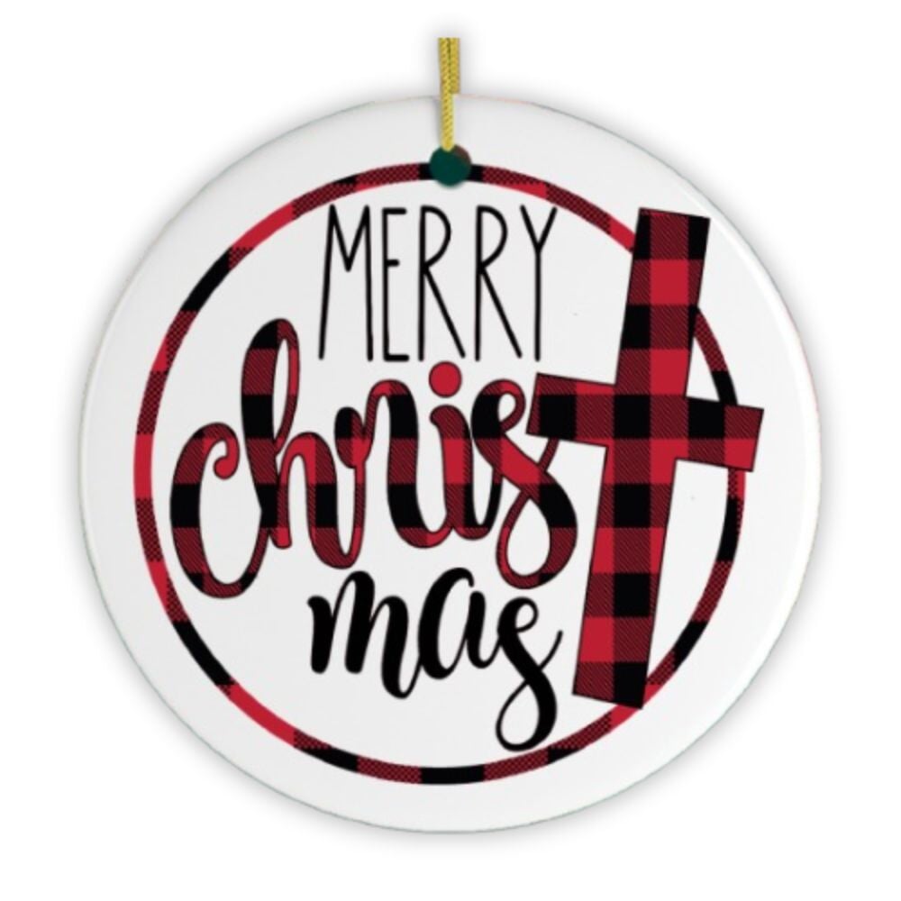 Merry Christ - Mas Plaid Jesus Ornament