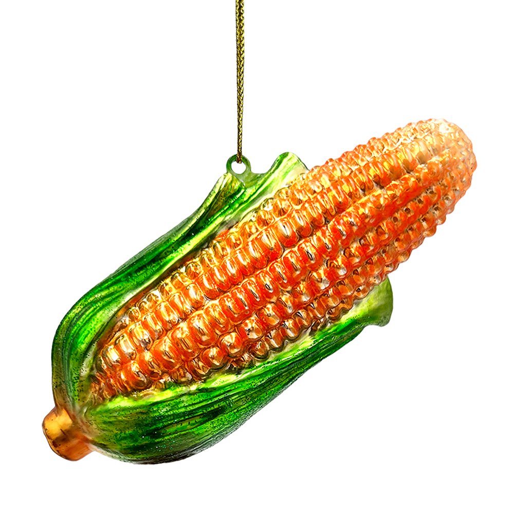 Charming Corn Glass Christmas Ornament, Farmer Style Tree Decor