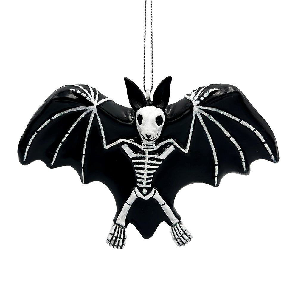 Gothic Bat Skeleton Handcrafted Glass Ornament, Horror Tree Halloween Decor