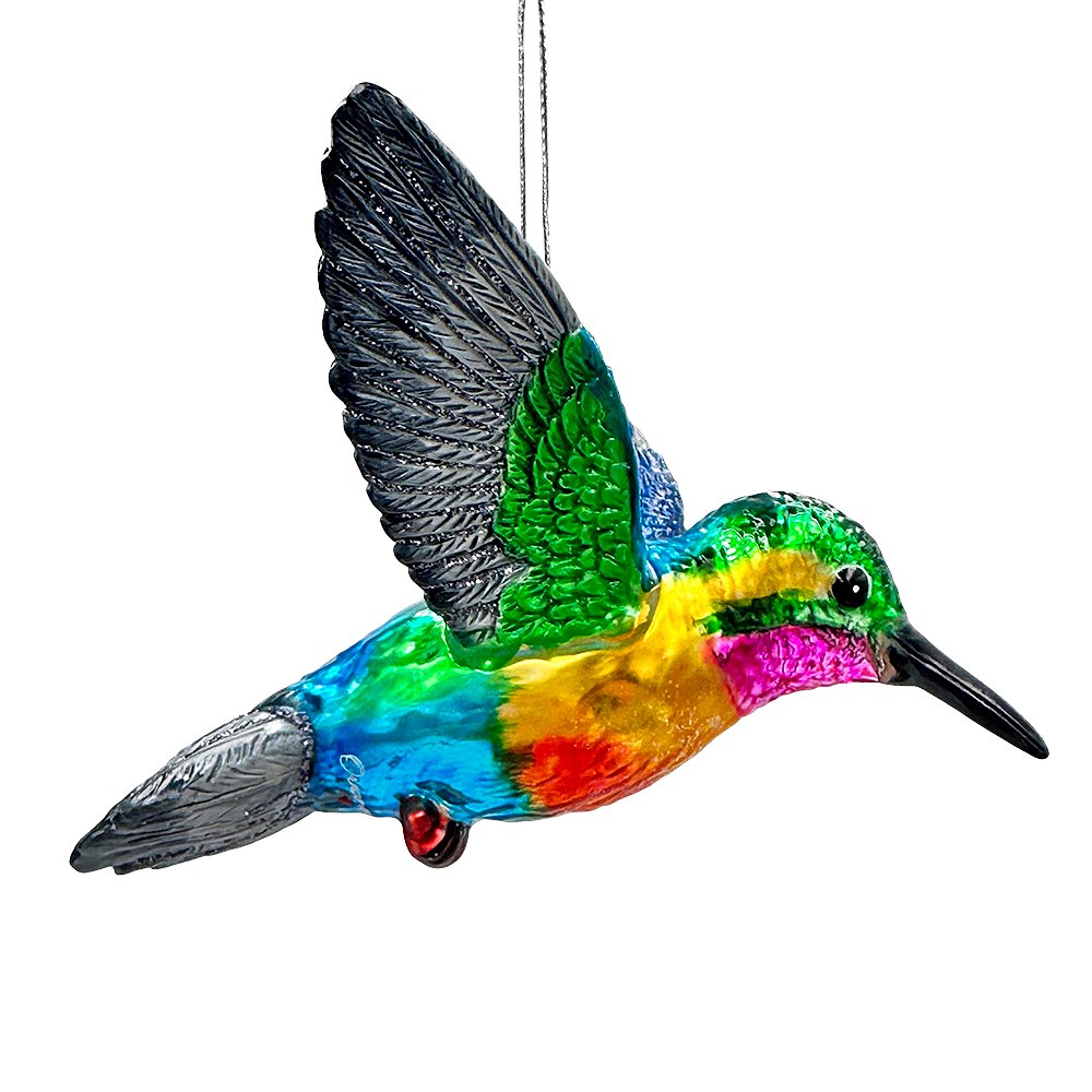 Graceful Hummingbird Iridescent Handcrafted Ornament, Glass Christmas Bird Tree Decoration