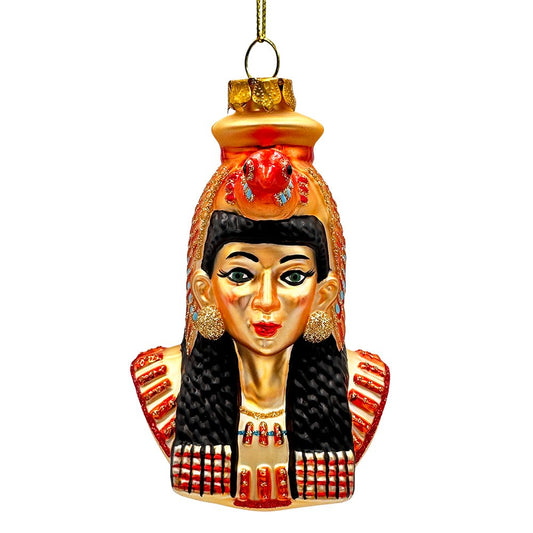 Majestic Cleopatra Glass Ornament, Egyptian Holiday Unique Handcrafted Christmas Decor