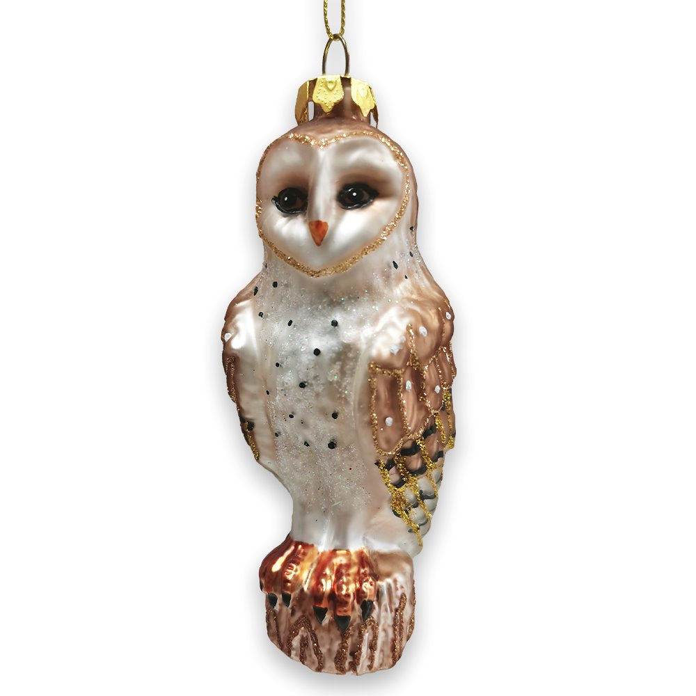 Classic Barn Owl Glass Christmas Ornament