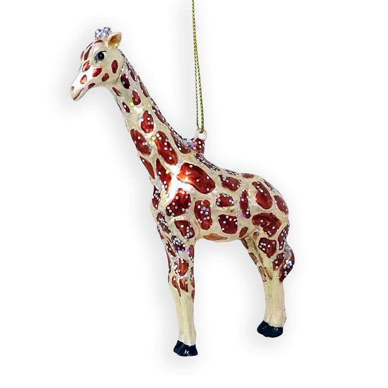 Giraffe Glass Christmas Ornament