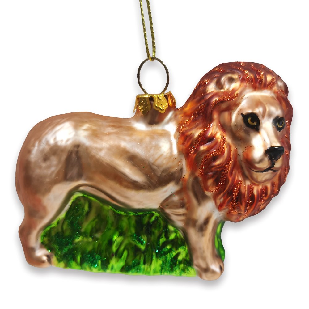 Exotic Safari Lion Glass Christmas Ornament