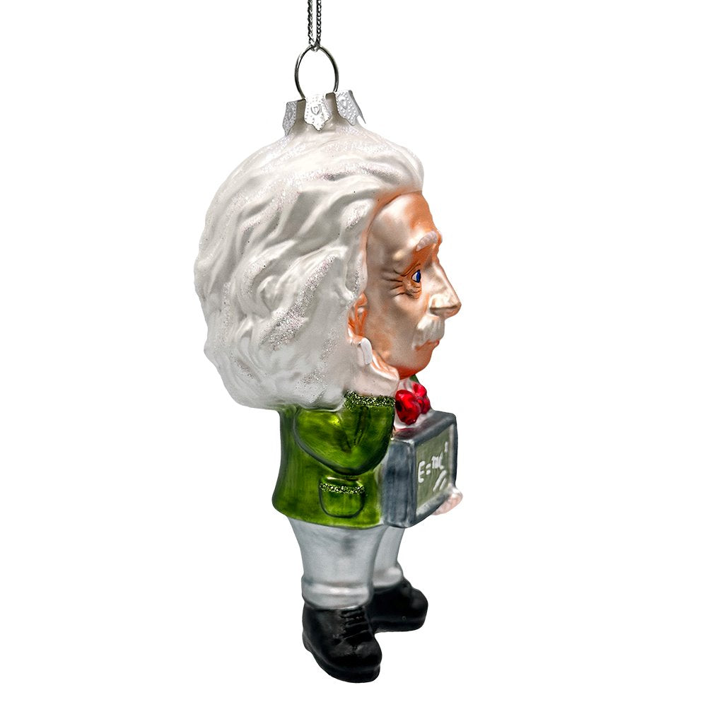 Albert Einstein Handcrafted Glass Ornament, Science and Physics Themed Christmas Gift