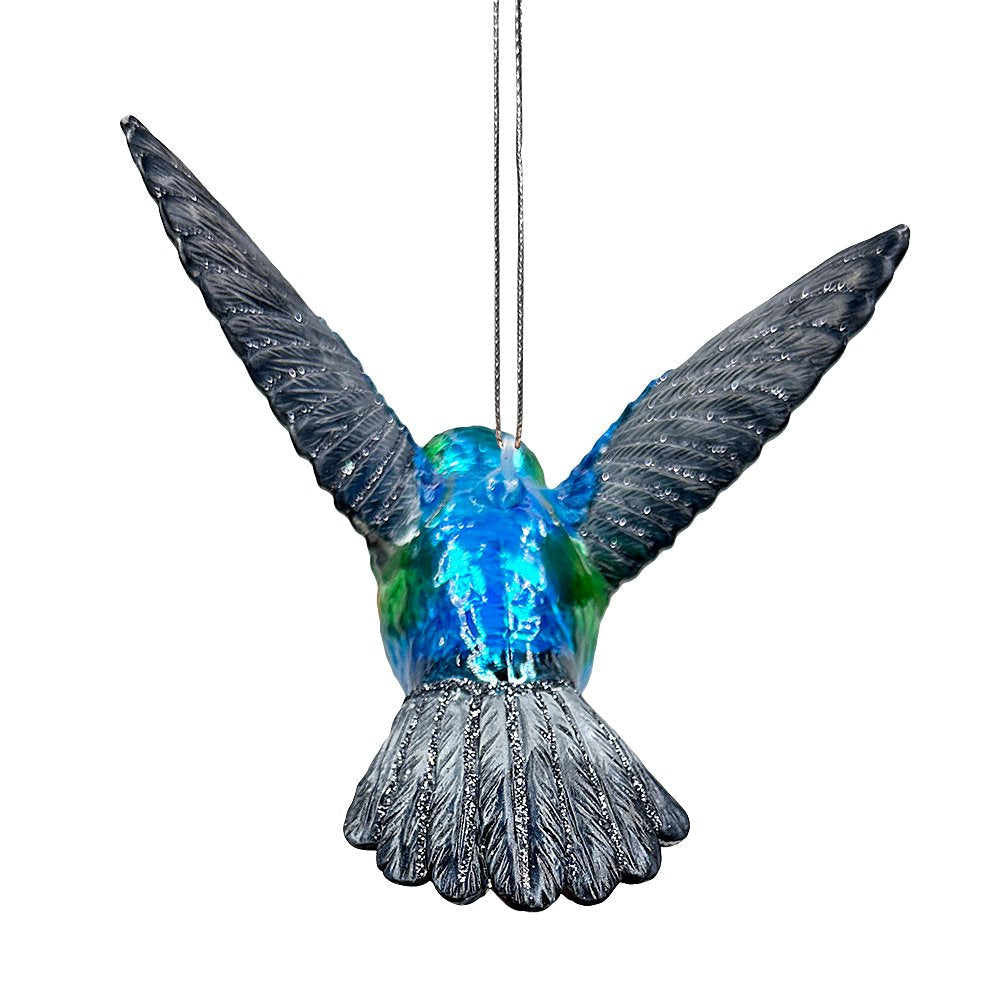 Graceful Hummingbird Iridescent Handcrafted Ornament, Glass Christmas Bird Tree Decoration