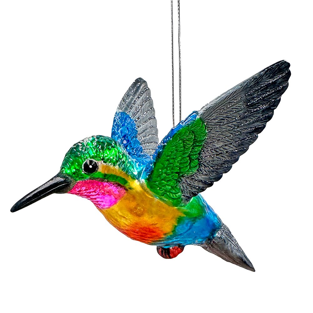 Graceful Hummingbird Iridescent Handcrafted Ornament, Glass Christmas Bird Tree Decoration