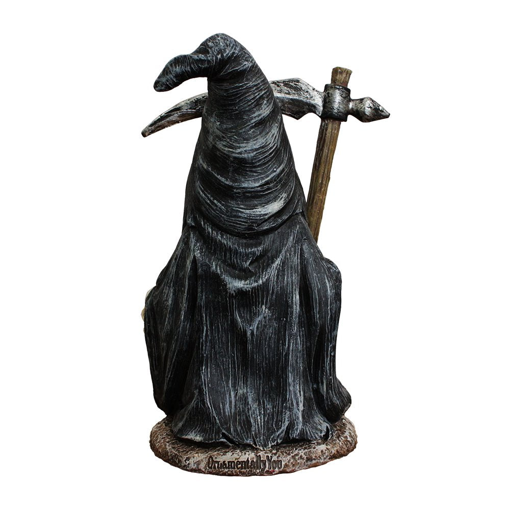 Grim Reaper Gnome Figurine 7", Gothic Occult Statue Yard Decoration