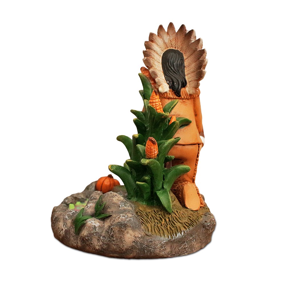 Harvest Harmony Kinship Between Native Americans and Pilgrims Figurine, 6" Fall Decor and Thanksgiving Statue