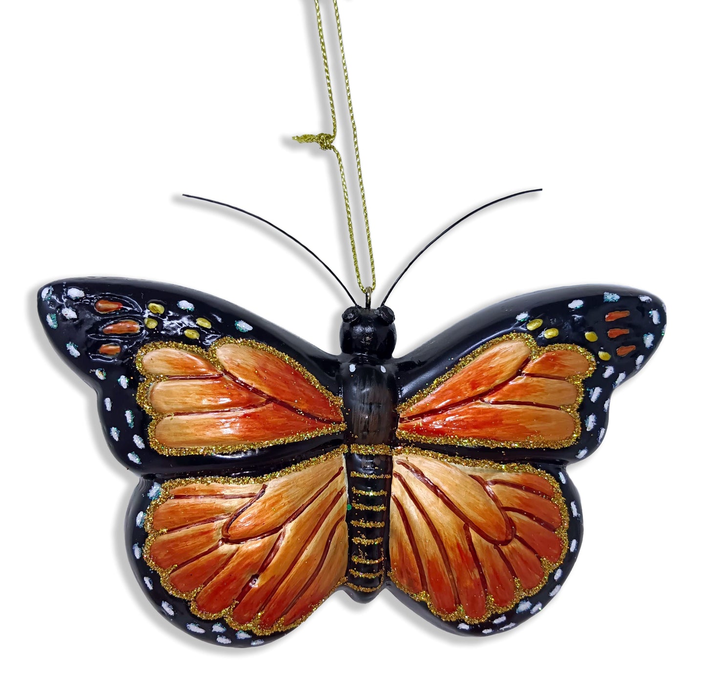 Monarch Butterfly Glass Christmas Ornament