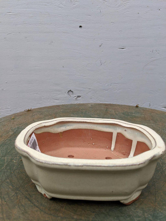 White Ceramic Bonsai Pot - Shaped