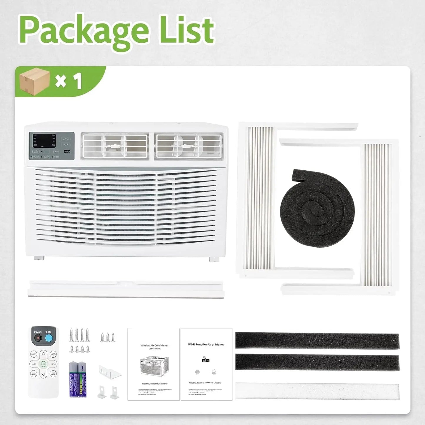 WiFi Enabled 10,000 BTU Window Air Conditioner, Smart Window AC Unit with Remote, Energy Saving, Easy Install Kit, Cools up to 450 Square Feet