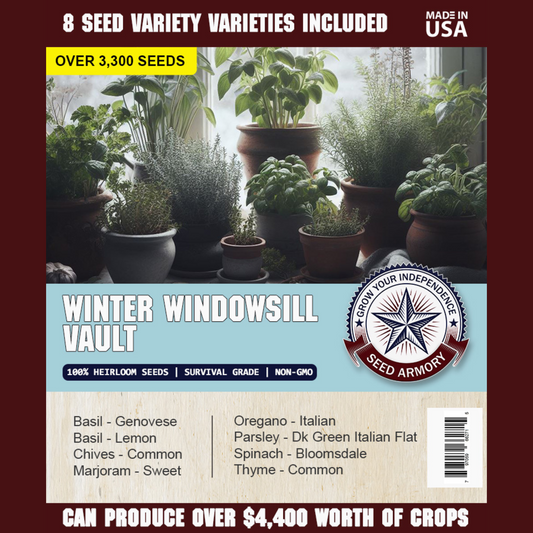 Winter Windowsill Vault - 8 Heirloom Seed Herb Varieties