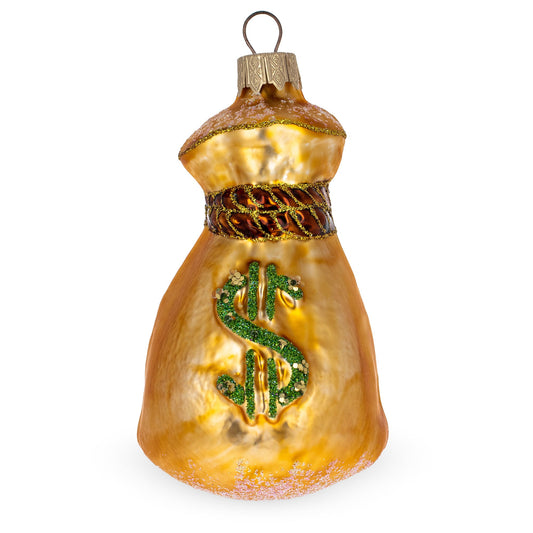 Bag of Money Prosperous and Wealth-Themed Mini Glass Christmas Ornament