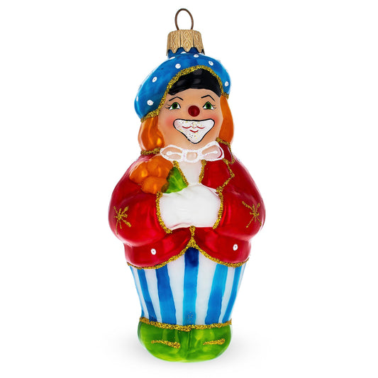 Clown in Red Jacket Mini Glass Christmas Ornament