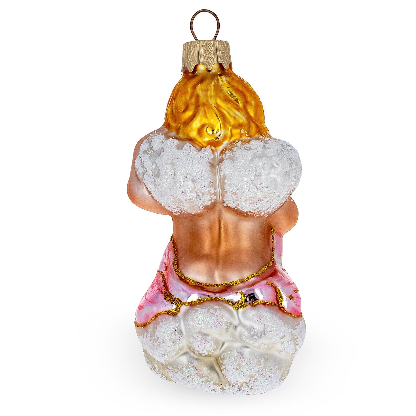 Baby Angel Playing Music Mini Glass Christmas Ornament