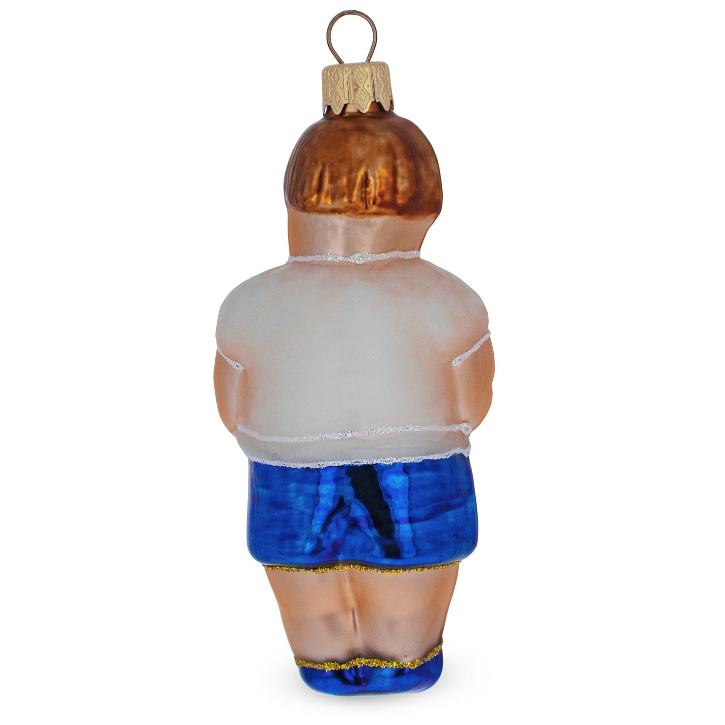 Boxer in Blue Costume Mini Glass Christmas Ornament