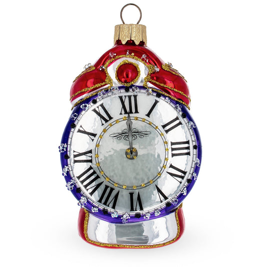 Vintage Style Alarm Clock Mini Glass Christmas Ornament