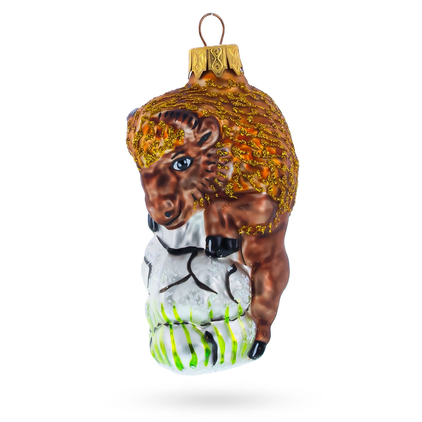 Bison Mini Glass Christmas Ornament