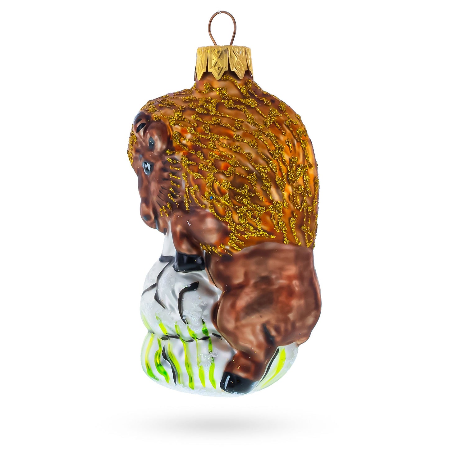 Bison Mini Glass Christmas Ornament