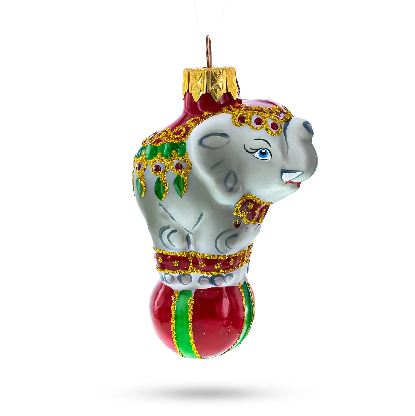 Circus Elephant on the Ball Mini Glass Ornaments