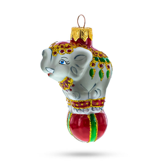 Circus Elephant on the Ball Mini Glass Ornaments