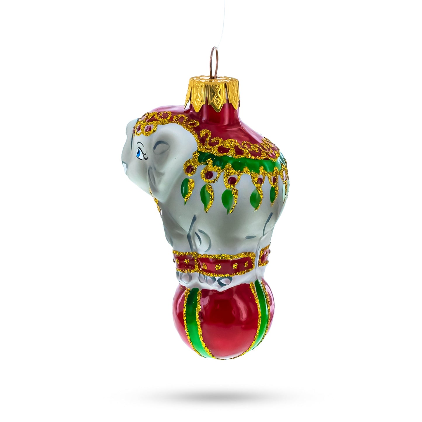 Circus Elephant on the Ball Mini Glass Ornaments