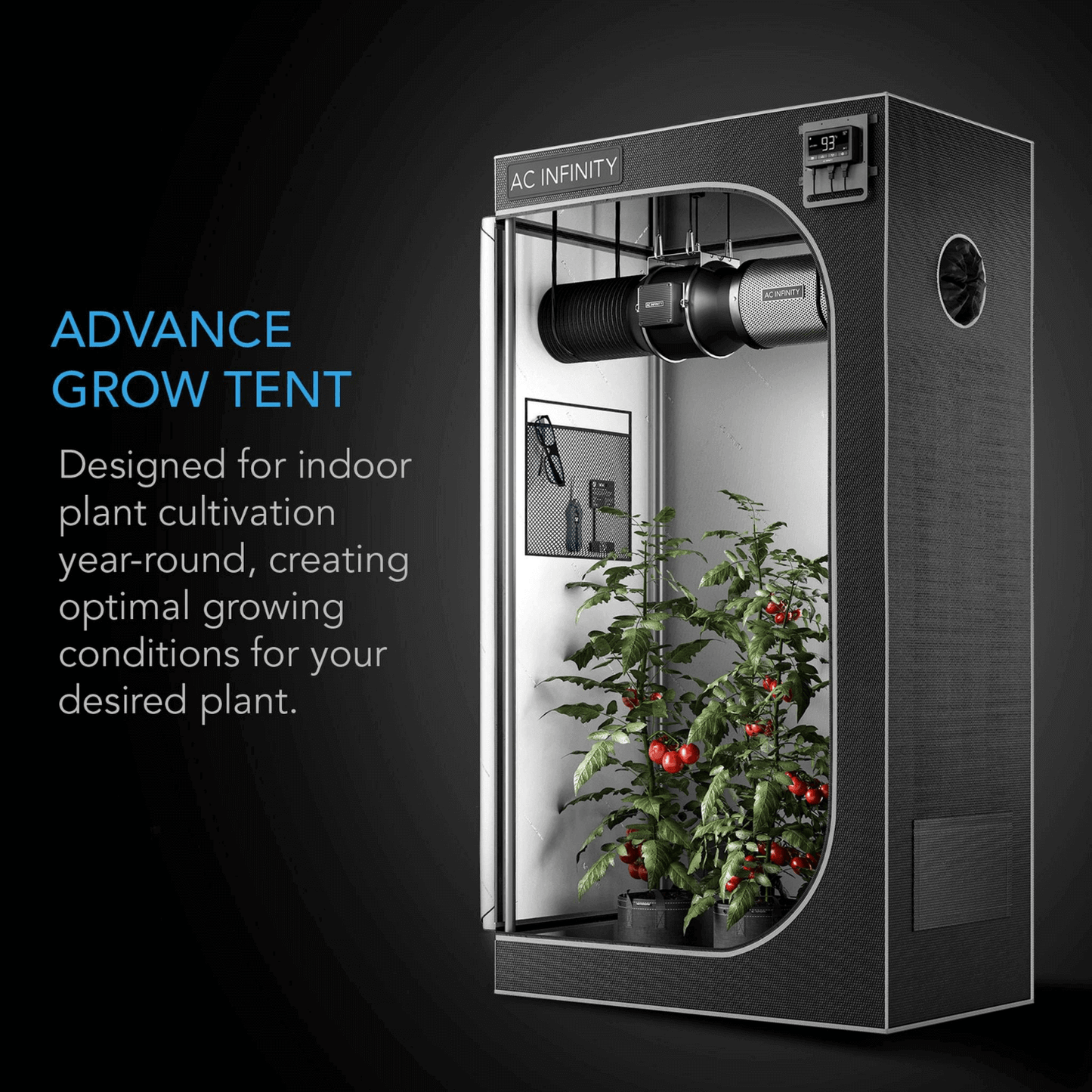 AC Infinity CLOUDLAB 811, Advance Grow Tent 10x10, 2000D Diamond Mylar Canvas, 120" x 120" x 80"