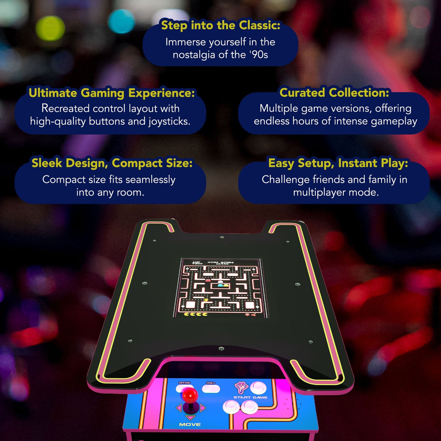 Arcade1UP Ms. PAC-MAN Head-to-Head 12 in 1 Arcade Table, Black Series Edition