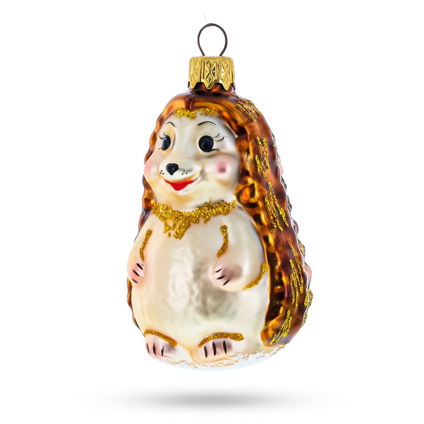 Adorable Hedgehog Mini Glass Christmas Ornament