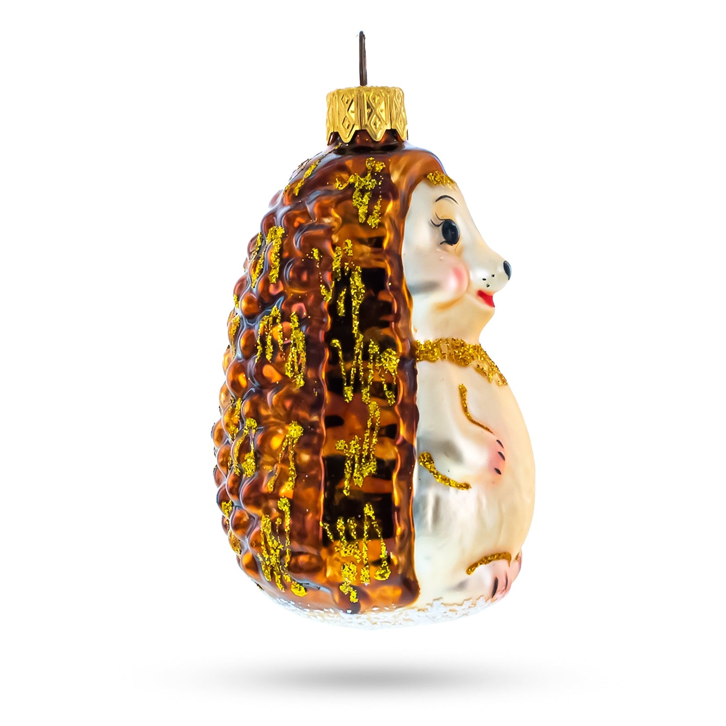 Adorable Hedgehog Mini Glass Christmas Ornament