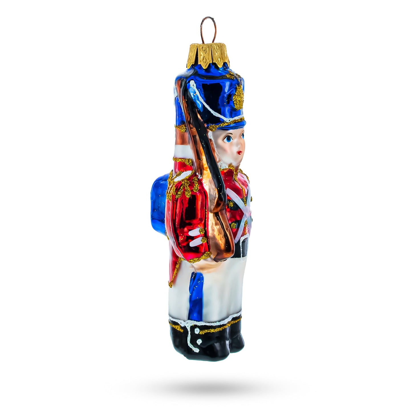 Retro Soldier Holding Rifle Mini Glass Christmas Ornament