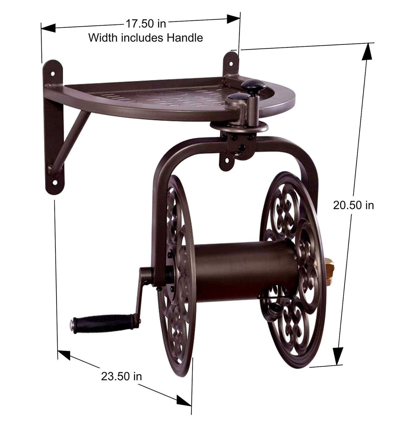 Liberty Garden Navigator Wall-Mounted 360 Degree Rotate Garden Hose Reel, Bronze