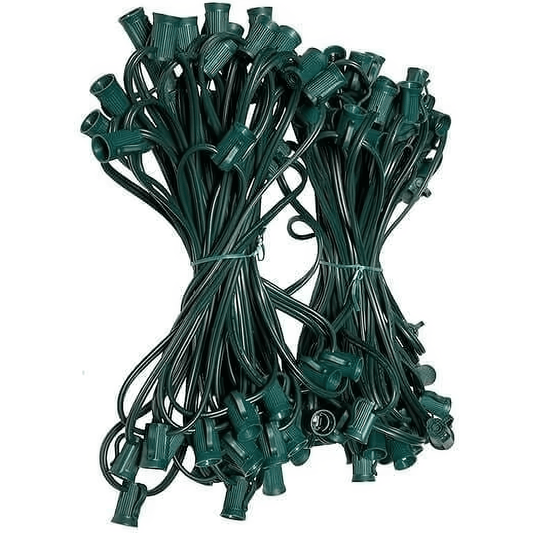 C7 Christmas Light Stringer, 100', 12" Spacing, Green Wire