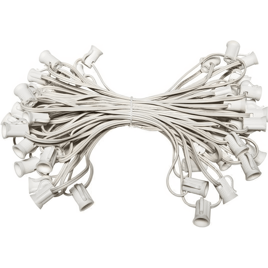 C7 Christmas Light Stringer, 100', 12" Spacing, White Wire