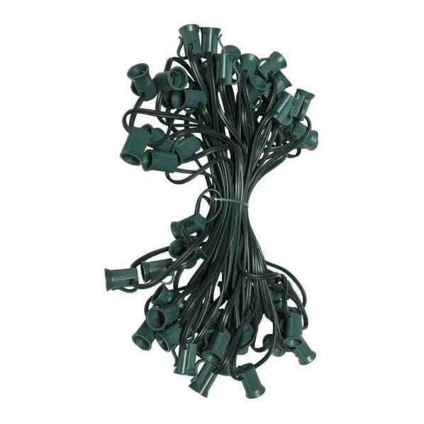 C7 Christmas Light Stringer, 50', 12" Spacing, Green Wire