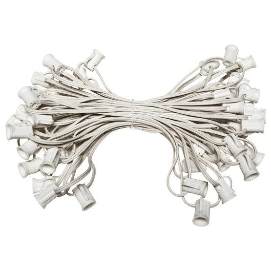 C7 Christmas Light Stringer, 50', 12" Spacing, White Wire