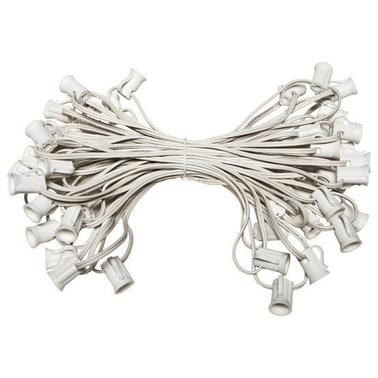 C7 Christmas Light Stringer, 50', 12" Spacing, White Wire