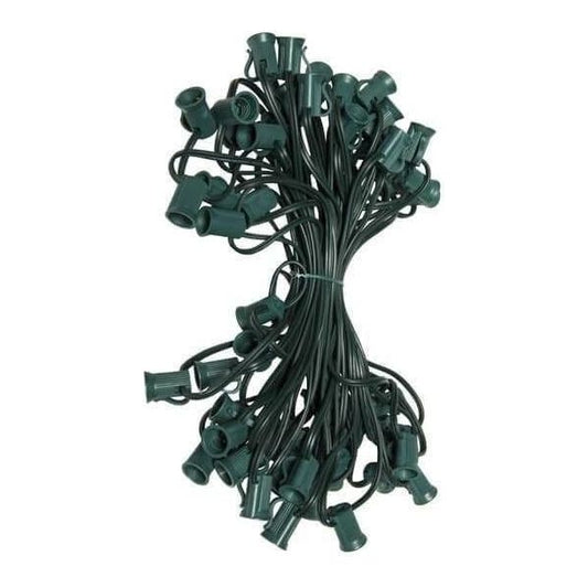 C7 Christmas Light Stringer, 50', 6" Spacing, Green Wire