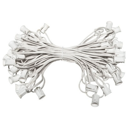 C7 Christmas Light Stringer, 50', 6" Spacing, White Wire