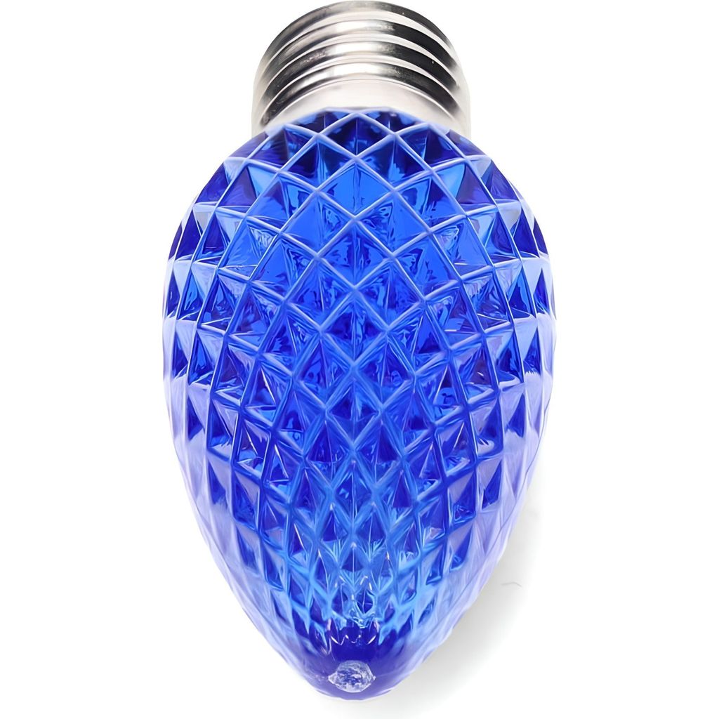 C9 Blue LED Christmas Light Bulbs, Faceted, Pack of 25