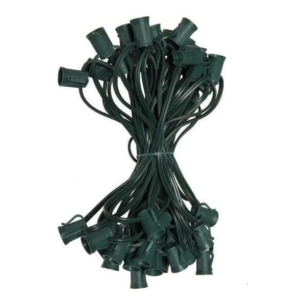 C9 Christmas Light Stringer, 50', 12" Spacing, Green Wire