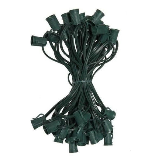 C9 Christmas Light Stringer, 50', 12" Spacing, Green Wire