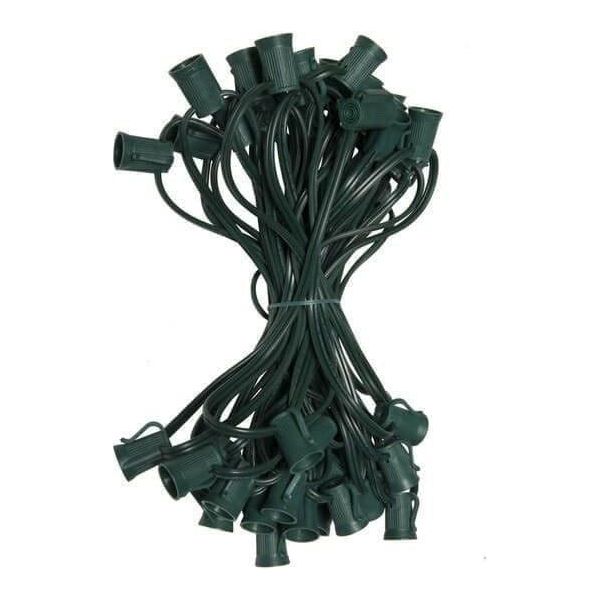 C9 Christmas Light Stringer, 50', 6" Spacing, Green Wire