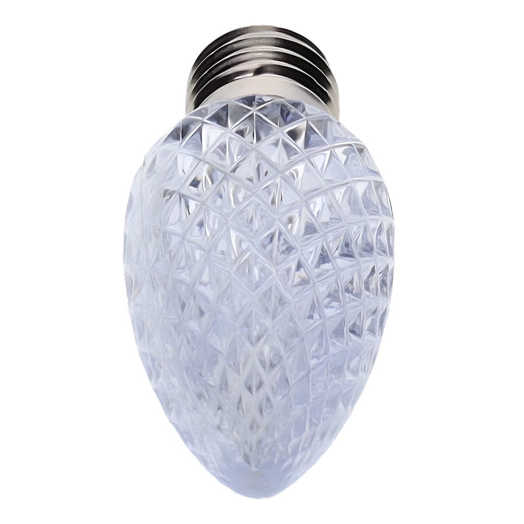 C9 Cool White LED Christmas Light Bulbs, Faceted, Pack of 25