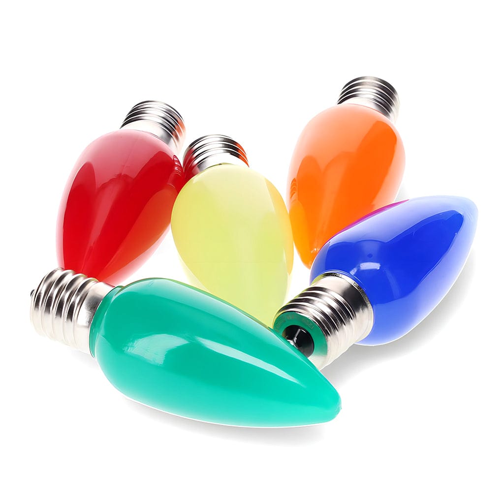 C9 Multicolor LED Christmas Light Bulbs, Opaque, Pack of 25